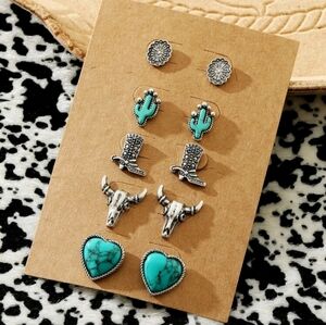 Western Turquoise Earring Set